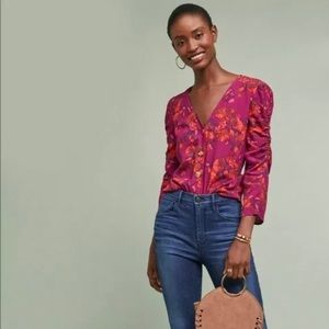 Anthropologie Maeve Floral Print Top
